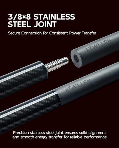 KONLLEN Carbon Fiber Break Cue, 58-Inch Pool Stick, 13mm Tip | Carbon shaft, 2-piece design, firm tip setup, built for dedicated break shots