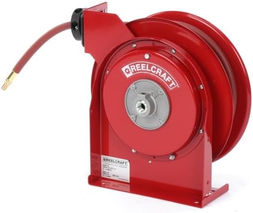 Reelcraft 4625 Premium Duty Spring Retractable Hose Reel, Made with Reinforced Steel, Long Life Drive Spring and Quiet Speed Latch, ⅜” x 25’
