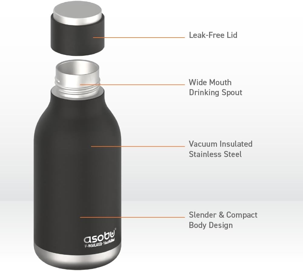 Urban Insulated and Double Walled Stainless Steel Bottle 16 Ounce by Asobu (Pastel Blue)