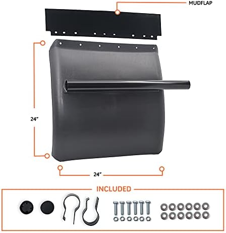 TORQUE Quarter Fenders for Semi Truck, 24" x 24" Black Poly, Tube Bracket and Mounting Hardware Included, Right Left, Quarter Fender Kit Set (TRQF311)