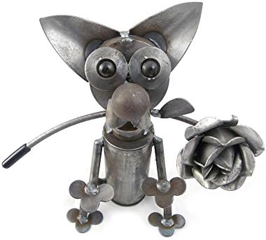 Yardbirds Latin Lover - American Made Recycled Metal Art Chihuahua Dog Sculpture, Indoor/Outdoor, 9"