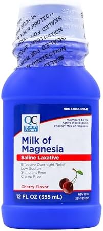 Quality Choice Milk of Magnesia Cherry Flavor 12 Fl Oz (335ml), Plastic Bottle (Pack of 6)