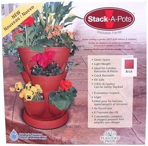 Stackable Planter – 30 Quart Capacity, Brick Red - Vertical Garden for Herbs, Vegetables, Fruits, Flowers