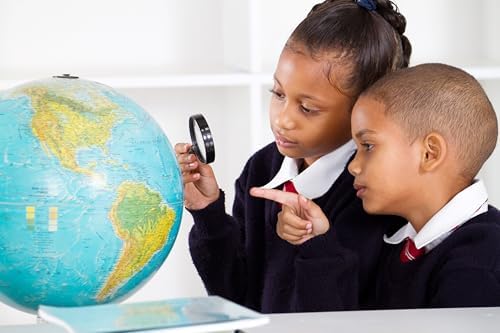 Replogle Illuminated World Globe with Stand, 12 Inch diamteter light up globe with 3-D Raised Relief Texture. Perfect for Children And Kid's Classroom and home Decor, Made In USA