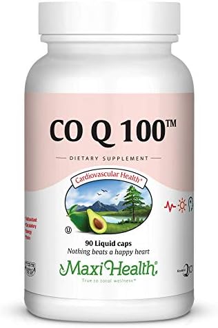 Maxi Health COQ10 100mg Capsules – 100mg Coenzyme Q10 for Heart & Energy Support – Kosher Certified CO Q 10 Supplement – Non-GMO and