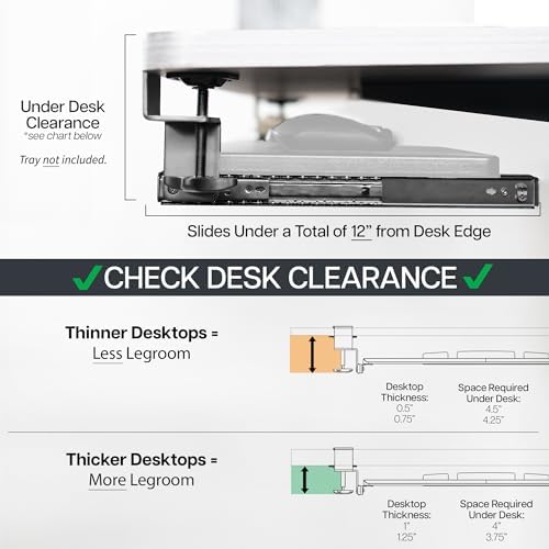 VIVO Clamp and 12 inch Rail Set for DIY Custom Wooden Keyboard Trays (Rail Set Only - Tray Not Included)