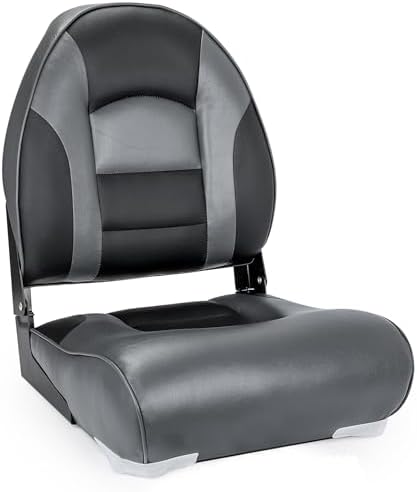 NORTHCAPTAIN S1 Deluxe High Back Folding Boat Chair Fishing Boat Seat for Fishing, Bass/Jon/Pontoon Boat Chairs, 4 Mounting Screws Included