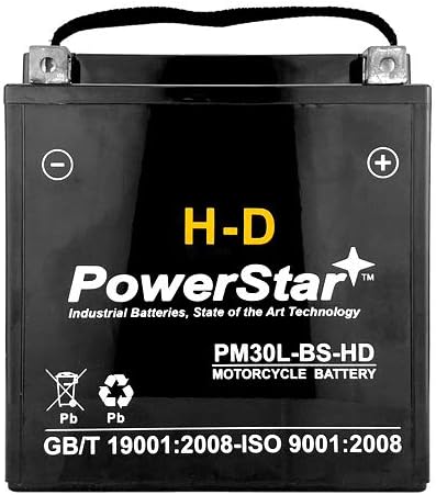 PowerStar Replacement for YIX30L-BS YTX30L-BS GYZ32HL 12V AGM High Performance Motorcycle Battery 30Ah
