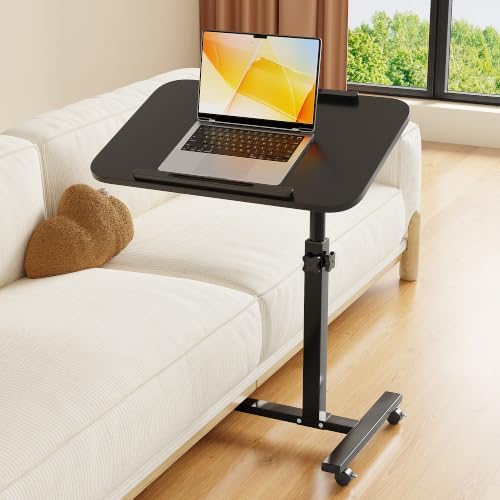 Furist Bed Desk Adjustable Overbed Bedside Table Rolling Laptop Tray Desk Cart Height Portable Mobile Sit Stand Table Tilting Hospital Bed with Wheels