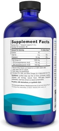 Nordic Naturals Omega-3, Lemon Flavor - 8 oz - 1560 mg Omega-3 - Fish Oil - EPA & DHA - Immune Support, Brain & Heart Health, Optimal Wellness - Non-GMO - 48 Servings