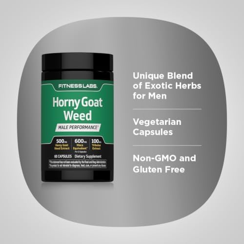 Piping Rock Fitness Labs Horny Goat Weed Complex | 500 mg | 60 Capsules | Vegetarian, Non-GMO Supplement