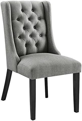 Modway Baronet Modern Tufted Upholstered Fabric Parsons Kitchen and Dining Room Chair in Beige