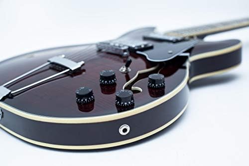 GROTE Jazz Electric Guitar Semi-Hollow Body Trapeze Tailpiece Bridge Guitar Gig Bag (RED)