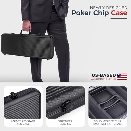 Poker Chips Set - 500pc Monaco Casino 13.5g Clay Poker Chips Set by Versa Games - Strong Aluminum Case, 2x Decks of Cards, 5x Dice