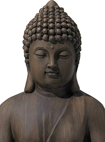 John Timberland Sitting Buddha 29 1/2" High Sandstone Outdoor Statue | Sculpture Zen Asian Japanese Garden Decor Front Porch Patio Yard Outside Home Balcony House Exterior Weathered Light Finish