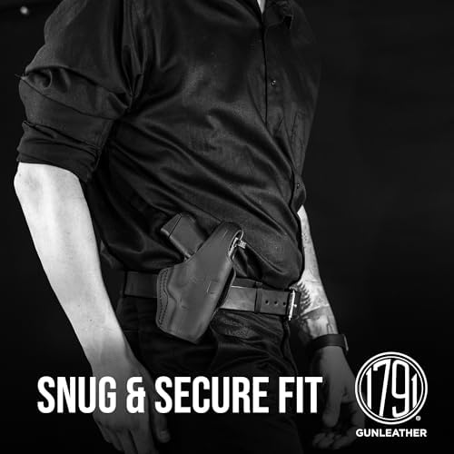 1791 Thumb-Break Gun Holster IWB/OWB, Fits Glock 19, 17, 22, 23, 26, 27 | Right-handed 4-Way leather gun holster also fits Taurus G2, Ruger SR9, Ruger SR9c and S&W M&P 9 M2.0, Glock 32 and 33