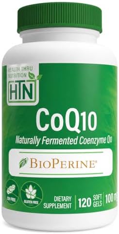 Health Thru Nutrition CoQ-10 100mg with BioPerine 120 Softgels | High Absorption Naturally Fermented USP Grade Coenzyme Q10 Supplement | 3rd Party Tested | Heart Health and Energy Support | High Absorption Naturally Fermented USP Grade Coenzyme Q10 Suppl…