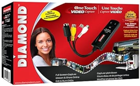 Diamond Multimedia VC500 One Touch VHS to Digital Converter – Capture & Convert VHS to Digital Files or DVD, Easy-to-Use Software, Windows 11,10 & Mac Compatible