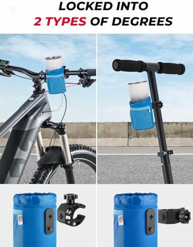 KEMIMOTO Motorcycle Cup Holder, Oxford Fabric Motorcycle Drink Holder with 0.6"-1.5" Alligator Clamp, Universal Water Bottle Cup Accessories for Bike