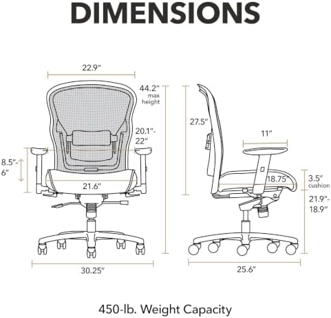 HON Wave Ergonomic Office Chair, Lumbar Support, Desk Chair, Black | High back ergonomic office desk chair with lumbar support, adjustable arms, office decor, advanced tilt for comfort