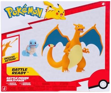 Pokémon Fire and Water Battle Pack - Includes 4.5 Inch Flame Action Charizard and 2" Squirtle Action Figures - Amazon Exclsuive