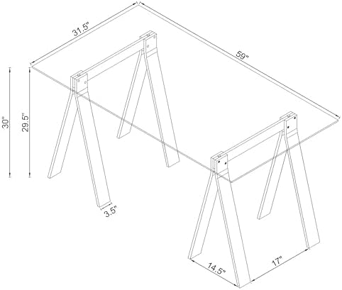 Coaster Home Furnishings – Amaturo – Glass & Metal – 59-Inch Transparent Design Writing Desk with Tempered Glass Top, Chrome Supports