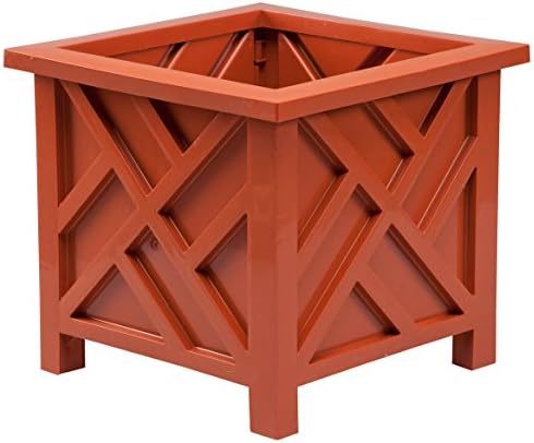 Miles Kimball Chippendale Planter Box, White - Plant Holder for Garden, | Patio and Lawn - 14 - -sq. x 13 - H Overall