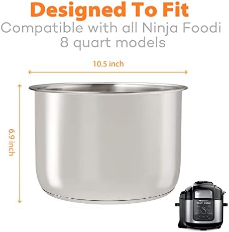 SiCheer Stainless Steel Inner Pot for Ninja Foodi 8 Qt Pressure Cooker