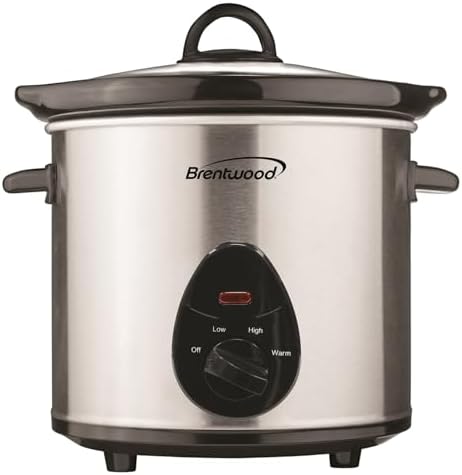 Brentwood SC-130S Slow Cooker Stainless Steel Body, 3-Quart