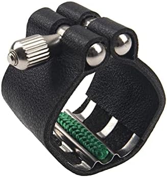 2Pcs Yootones Black Artificial Leather Saxophone Mouthpiece Sax Ligature Fastener Compatible with Saxophone Rubber Mouthpiece (Tenor saxophone)