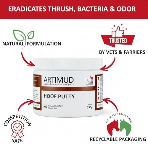 Artimud - Horse Hoof Putty | Thrush Treatment | 26.5 oz (750g) | Eucalyptus Horse Hoof Clay | Equine Frog & Sole Protection | Red Horse Products