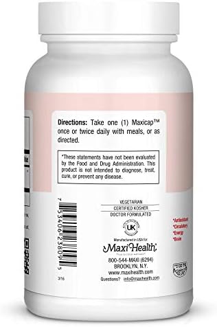 Maxi Health COQ10 100mg Capsules – 100mg Coenzyme Q10 for Heart & Energy Support – Kosher Certified CO Q 10 Supplement – Non-GMO and