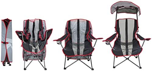 Kelsyus Original Foldable Canopy Chair for Camping, Tailgates, and Outdoor Events, Grey/Red