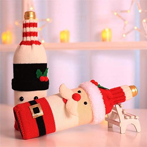 Cute Christmas Sweater Wine Bottle Cover, Handmade Wine Bottle Sweater for Christmas Decorations Cute Christmas Sweater Party Decorations 2pcs