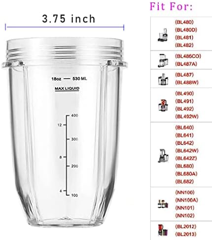Replacement 24oz Blender Cup with Sip & Seal Lid For Nutri Ninja BL450 BL456 BL480 BL482 BL640 BL642 BL682 BN751 BN801 Foodi SS101 SS151 SS351 SS401
