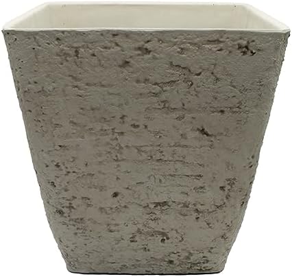The HC Companies Tahoe Tall Square Planter - Weather-Resistant Indoor & Outdoor Plant Pot - Premium Decorative Planter Made from Crushed Stone Resin (23”H, White Birch, Pack of 1)