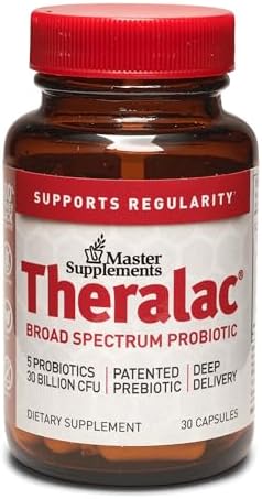 Master Supplements Theralac - 30 Capsules - Multi-Strain Probiotic for Optimal Gut Health + Gas & Bloating Relief - Gluten Free - 30 Servings