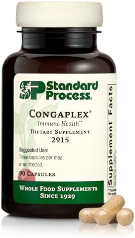 Standard Process Inc. Congaplex - Thymus Gland Support Supplement - Immune Health with Calcium Lactate, Magnesium, Vitamin C & Vitamin A - Immune System Aid with Mushroom Powder - 150 Capsules