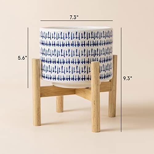 LA JOLIE MUSE Ceramic Planter with Wood Stand