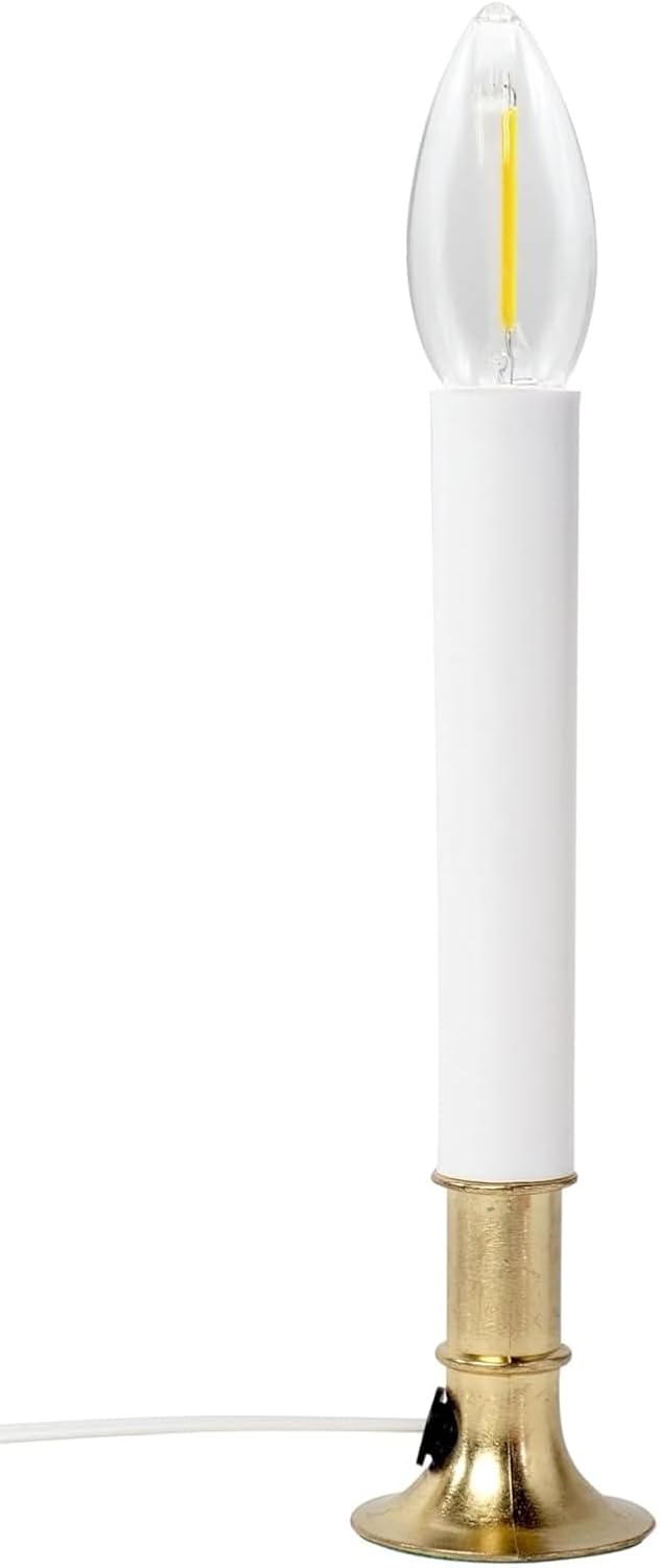 Creative Hobbies® Electric Window Candle Lamp with Brass Plated Base, On/Off Switch, Light Bulb, Ready to Use! (LED)