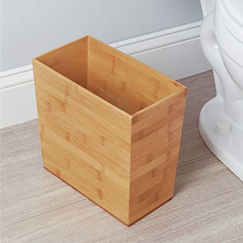 iDesign Rectangular Bamboo Waste Basket, The Formbu Collection – 10.5" x 5.75" x 10”, Natural Wood Finish | Natural Wood Finish