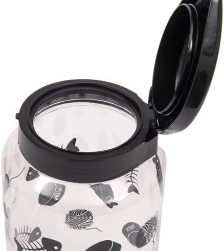 Lixit® Dog Treat Plastic Jar - Airtight Food and Treat Storage Jars for Dogs, Cats, Small Animals and Birds - Made in USA (Paw Prints - Gray, 64 Ounce)