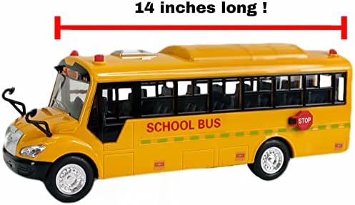 Big Daddy Huge Yellow School Bus with Lights and Cool Openable Doors Pull Back Toy School Bus with Sounds and Songs for Girls, Boys, Toddlers