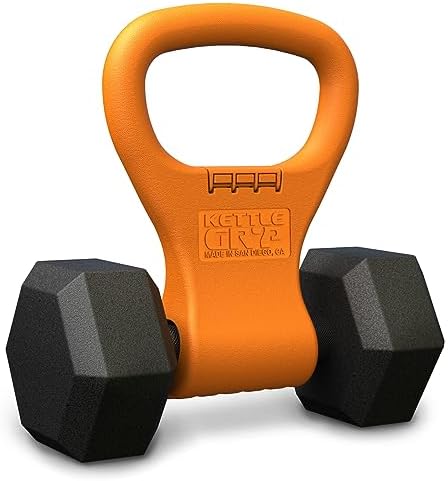 KETTLE GRYP Dumbbell to Kettlebell Grip Converter Handle Made in USA Orange
