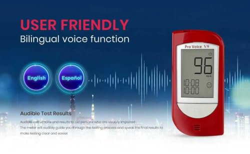 FORA Pro Voice V9 Diabetes Testing Kit for Accurate and Easy Monitoring Your Blood Glucose with Talking Glucometer, 1 Meter, 100 Test Strips