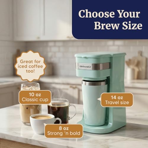 Elite Gourmet EHC111A Personal Single-Serve Compact Coffee Maker, Black