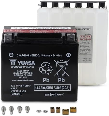 Yuasa YTX20HL-BS High Performance, Maintenance Free Battery