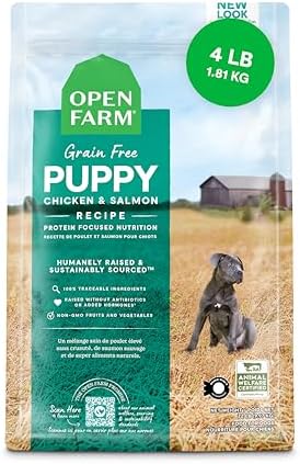 Open Farm Ancient Grains Dry Puppy Food, Chicken & Salmon Kibble, 4lb Bag