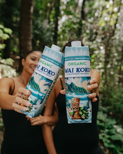 Wai Koko USDA Organic Coconut Water, 1L Cartons (Pack of 6)