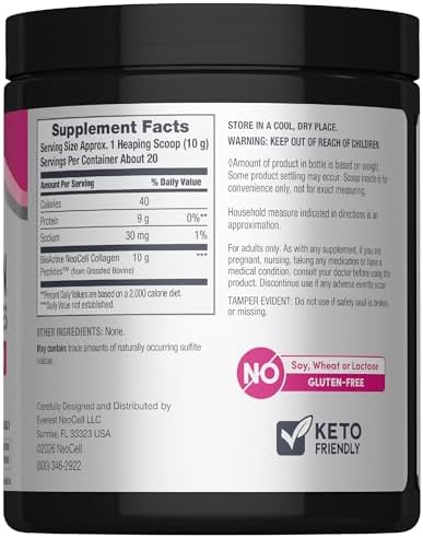 NeoCell Grassfed Collagen Peptides Powder | 7 oz | Unflavored | for Women and Men | Hair, Skin, & Nails